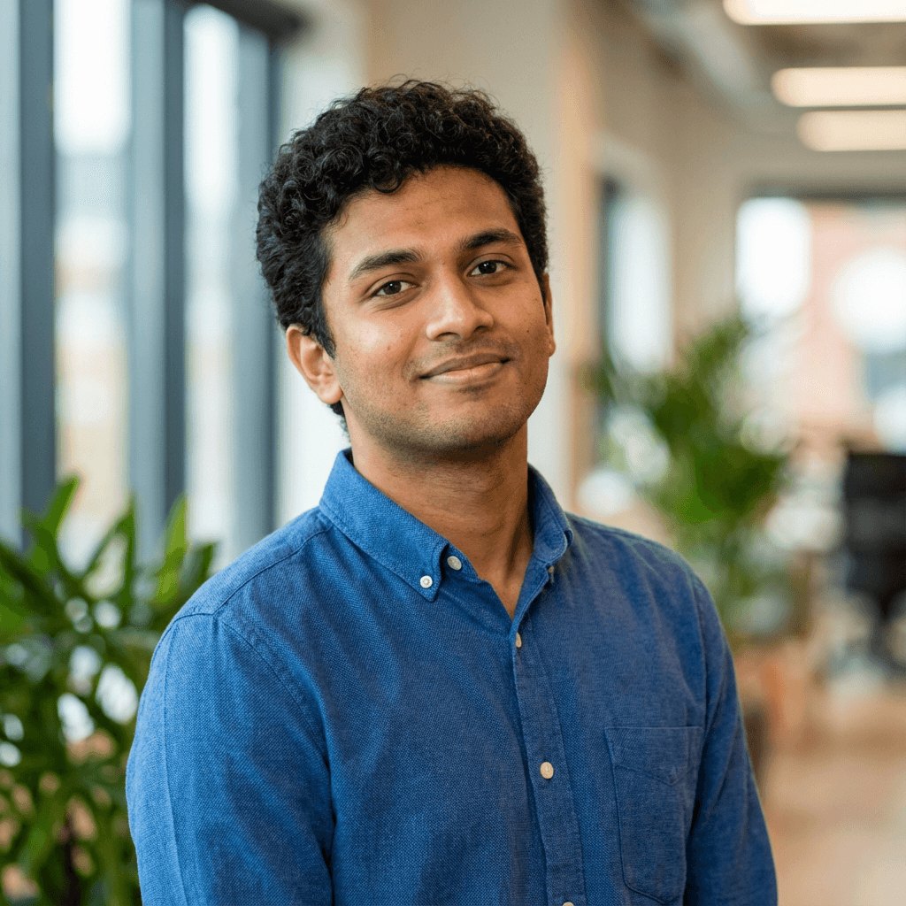 Male site supervisor in his late 30s, South Asian, professional and no-nonsense appearance suitable for construction management