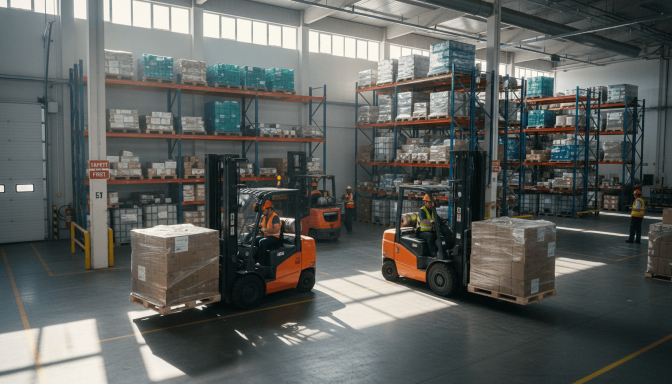 Forklift at loading dock