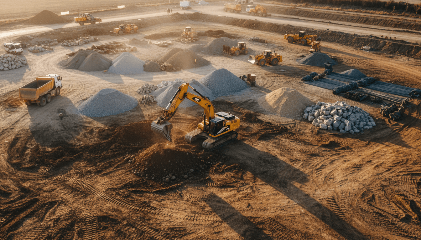 Compact track loader on gravel worksite