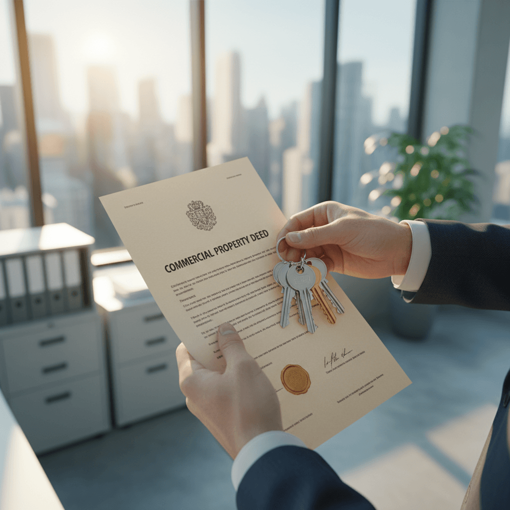 Hands exchanging clipboard with rental agreement form on a metal desk